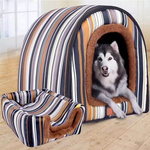 Hundehütte für große Hunde, Größe XL, für große und mittelgroße Hunde, für drinnen und draußen, Größe XL (75 x 57 x 55 cm), C) von DG Catiee