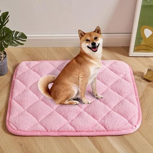 Warmes Hundebett, rutschfest, für Hunde und Katzen, weiche Hundebett-Matratze, flauschige Fleece-Haustier-Schlafmatte für kleine Haustiere, Welpen, Hunde, Katzen (130 x 80 cm, Rosa) von DG Catiee