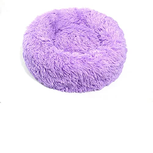 DGOINGPI Hundebett 18 Farben Hund Lange Plüsch Betten Beruhigendes Bett Welpen Kissen Haustier Matte Winter Warme Sofa Hundehütte Betten Katzenbett(Purple,3XL Diameter 100cm) von DGOINGPI