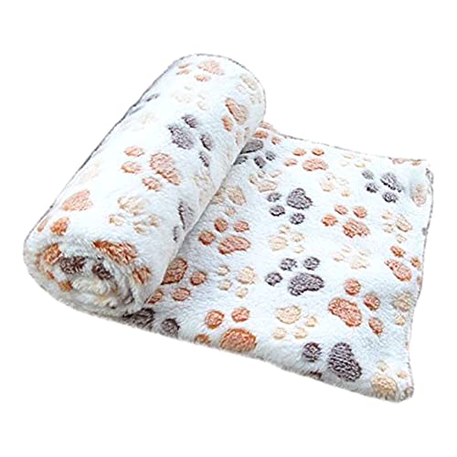 DGOINGPI Hundebett 1PC Pet Bed Mat Cover Small Medium Large Towl Paw Handcrafted Print Cat Dog Fleece Soft Blanket Katzenbett(BE,60cmX40CM) von DGOINGPI