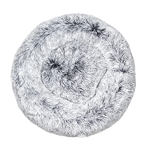 DGOINGPI Hundebett Donut Hundebett für kleine Hunde, mittelgroß & Großes, Anti-Angst-Hundebett, weiches, Flauschiges, beruhigendes Katzenbett Katzenbett(Silver White,100cm-39.3inch) von DGOINGPI