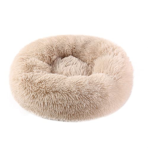 DGOINGPI Hundebett Donuts Hundebettkorb Beruhigungsbett Haustierhütte Katzenhaus Kuschelkatzenbetten für kleine große Hunde Katzenbett(Beige,L 70cm) von DGOINGPI