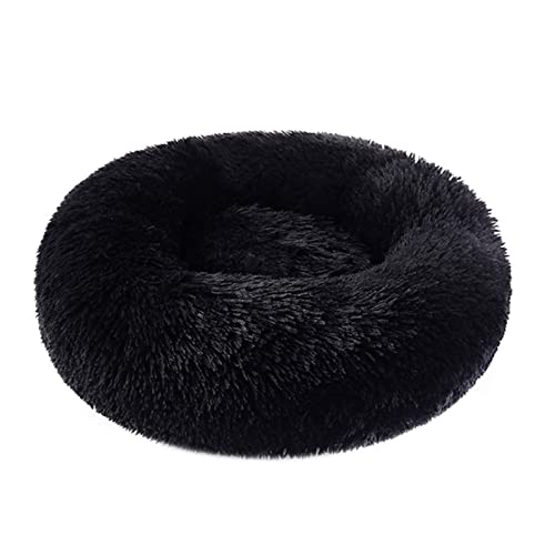 DGOINGPI Hundebett Donuts Hundebettkorb Beruhigungsbett Haustierhütte Katzenhaus Kuschelkatzenbetten für kleine große Hunde Katzenbett(Black,M 60cm) von DGOINGPI