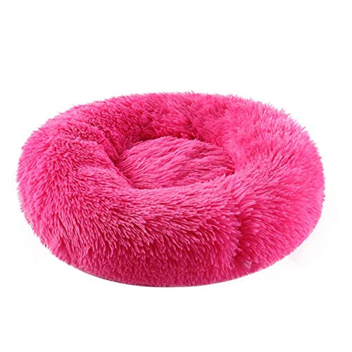 DGOINGPI Hundebett Donuts Hundebettkorb Beruhigungsbett Haustierhütte Katzenhaus Kuschelkatzenbetten für kleine große Hunde Katzenbett(Rose red,M 60cm) von DGOINGPI