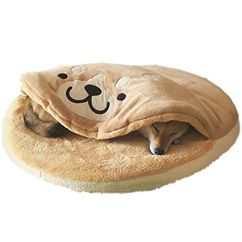 DGOINGPI Hundebett Dorayaki Shiba Inu Pet Nest Bed Cartoon Short Plüsch Round Cat Small Medium Dog Mat Soft Streu Katzenbett von DGOINGPI