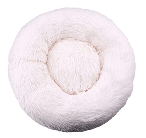 DGOINGPI Hundebett Haustier-Hundebett, bequemer Donut, rund, Hundehütte, ultraweich, waschbar, Hunde- und Katzenkissen, Winterbett Katzenbett(White,50cm) von DGOINGPI