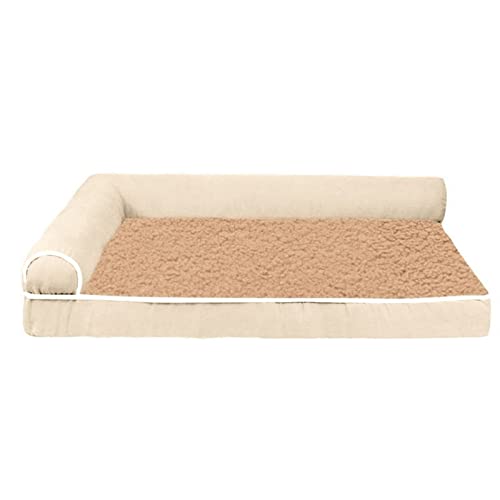 DGOINGPI Hundebett Haustier-Hundebett, bequemes Hundesofa, warme Zwinger, große und kleine Haustiere, herausnehmbare Matratze Katzenbett(Khaki,XL 100x60x16cm) von DGOINGPI