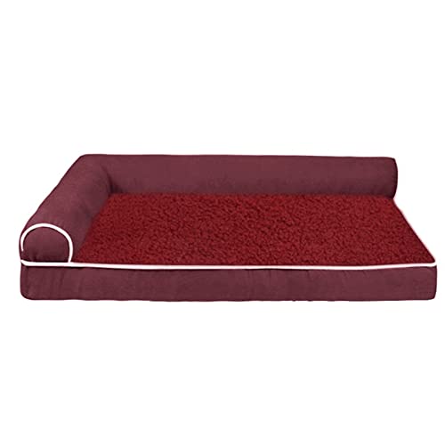 DGOINGPI Hundebett Haustier-Hundebett, bequemes Hundesofa, warme Zwinger, große und kleine Haustiere, herausnehmbare Matratze Katzenbett(Wine red,L 75x50x12cm) von DGOINGPI