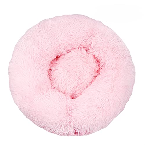 DGOINGPI Hundebett Haustier Hundebett Katzenhaus Runde Hundehütte Plüschmatte Sofa für Katzenhundehaus Neue Tiere Katzenmatte Katzenbett(Light Pink,S-40cm) von DGOINGPI