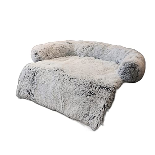 DGOINGPI Hundebett Haustier-Hundeschlafsofa, weicher, waschbarer Teppich, warmes Katzenkissen, Kissen für Sofas, Auto-Bodenschutz Katzenbett(White Gray-with Zip,90x80x13) von DGOINGPI