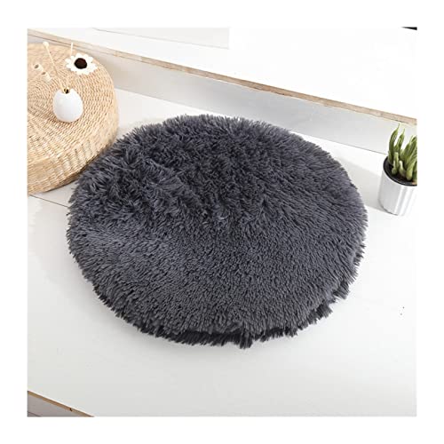 DGOINGPI Hundebett Haustier-Schlafbett für Hunde und Katzen, Flauschiges Plüsch-Haustierkissen für Welpen, Teddy, weich, warm, Katzenkorb, Hund Katzenbett(Dark Gray,Diameter 40 cm) von DGOINGPI