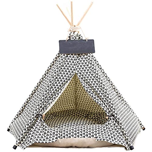 DGOINGPI Hundebett Haustier-Tipi-Haustierbett mit dickem Kissen, Tafel, Hundezelt für mittelgroße kleine Hunde und Katzen Katzenbett(Scales,50X50X60CM) von DGOINGPI