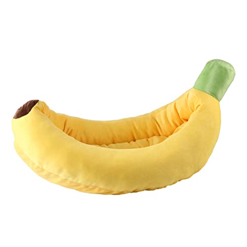 DGOINGPI Hundebett Haustierbett Katzenbett Hundehütte Schöne Bananenform Soft Rebound Hundezubehör Katzenbett(Yellow,L) von DGOINGPI