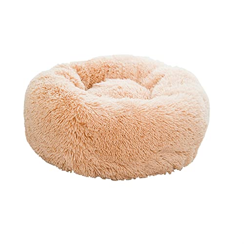 DGOINGPI Hundebett Haustierbett Zwinger Hund Runde Katze Winter Warmer Schlafsack Langer Plüsch Große Welpenkissenmatte Katzenbett(Apricot,100cm) von DGOINGPI