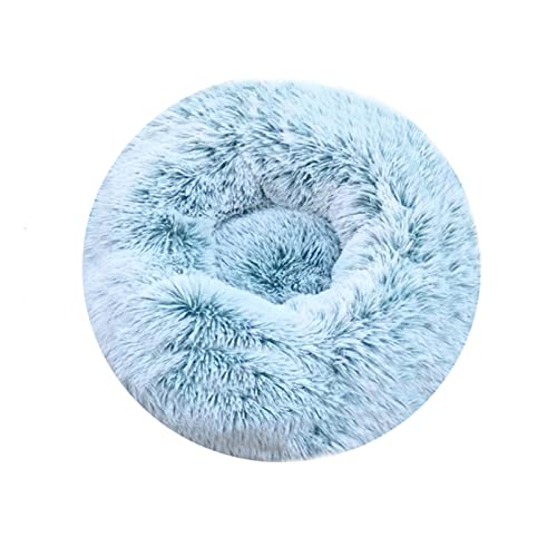 DGOINGPI Hundebett Hundebett, Katzenhaus, langes Plüsch-Haustierbett, beruhigende Betten, Haustierkorb, Hundehütte, rundes Kissen Katzenbett(Gradient Green,M Diameter 60cm) von DGOINGPI