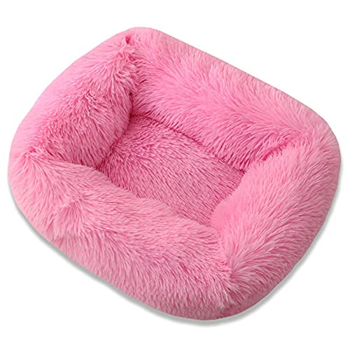 DGOINGPI Hundebett Hundebett, Plüsch-Katzenmatte, Hundematte für kleine, mittelgroße Hunde, Welpenbett, Nestkissen Katzenbett(Pink,L-80x70x18cm) von DGOINGPI