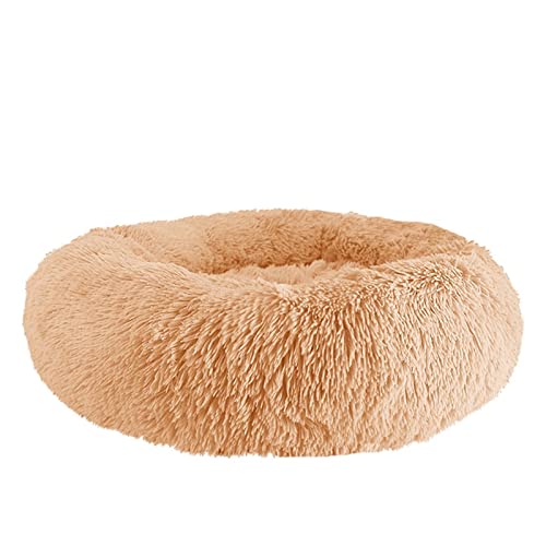 DGOINGPI Hundebett Hundebett Haustierkissen für Samll Großes Hundehaus Katze Beruhigendes Bett Waschbar Zwinger Sofa Hundezubehör Katzenbett(Apricot,Diameter 100cm) von DGOINGPI