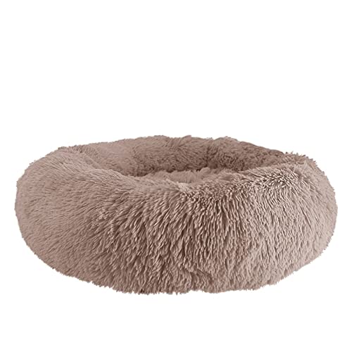 DGOINGPI Hundebett Hundebett Haustierkissen für Samll Großes Hundehaus Katze Beruhigendes Bett Waschbar Zwinger Sofa Hundezubehör Katzenbett(Khaki,Diameter 100cm) von DGOINGPI