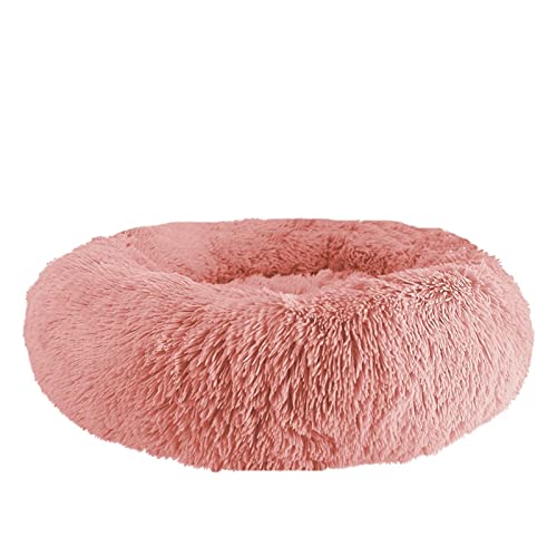 DGOINGPI Hundebett Hundebett Haustierkissen für Samll Großes Hundehaus Katze Beruhigendes Bett Waschbar Zwinger Sofa Hundezubehör Katzenbett(Leather pink,Diameter 90cm) von DGOINGPI