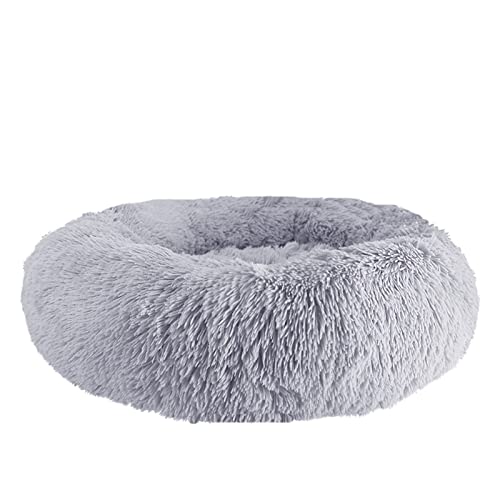 DGOINGPI Hundebett Hundebett Haustierkissen für Samll Großes Hundehaus Katze Beruhigendes Bett Waschbar Zwinger Sofa Hundezubehör Katzenbett(Light Gray,Diameter 100cm) von DGOINGPI