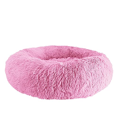 DGOINGPI Hundebett Hundebett Haustierkissen für Samll Großes Hundehaus Katze Beruhigendes Bett Waschbar Zwinger Sofa Hundezubehör Katzenbett(Pink,Diameter 50 cm) von DGOINGPI