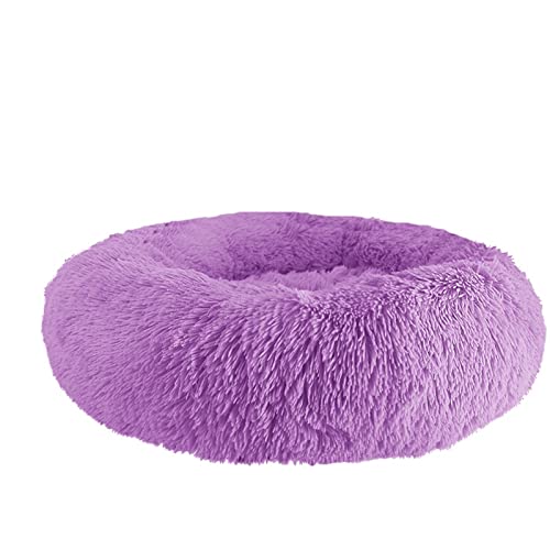 DGOINGPI Hundebett Hundebett Haustierkissen für Samll Großes Hundehaus Katze Beruhigendes Bett Waschbar Zwinger Sofa Hundezubehör Katzenbett(Purple,Diameter 90cm) von DGOINGPI