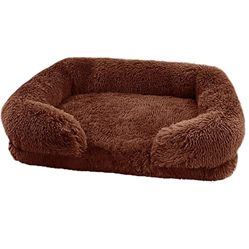 DGOINGPI Hundebett Hundebett Plüsch Haustierbett Winter verdicktes Kissen Hunde Schlafbetten und Sofa Hundematte Katzenbett(Dark Coffee,L(75X50X14cm)) von DGOINGPI