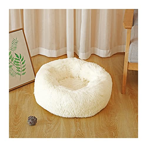 DGOINGPI Hundebett Hundebett Plüsch Katzenmatte Hundebetten für große Hunde Haustierhütte Sofa für Hundekorb Haustier Katzenbett Hund Katzenbett(Milk White,70cm) von DGOINGPI