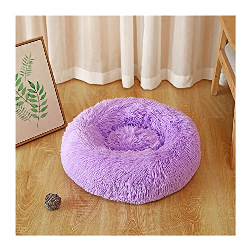 DGOINGPI Hundebett Hundebett Plüsch Katzenmatte Hundebetten für große Hunde Haustierhütte Sofa für Hundekorb Haustier Katzenbett Hund Katzenbett(Purple,100cm) von DGOINGPI