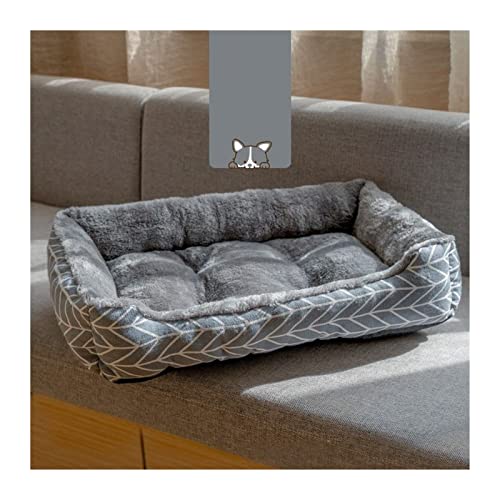 DGOINGPI Hundebett Hundebett aus Fleece, weiches Sofa, Katzenbett, rutschfeste Unterseite, Haustierliege für kleine, mittelgroße Hunde Katzenbett(Grey A,XL 80x60cm) von DGOINGPI