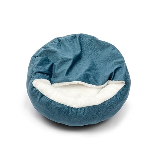 DGOINGPI Hundebett Hundebett mit Kapuzendecke, Winter, warm, wasserdicht, schmutzabweisend, für Katzen, Welpen, Haus, Kuscheltier Katzenbett(Blue,L - Diameter 70cm) von DGOINGPI