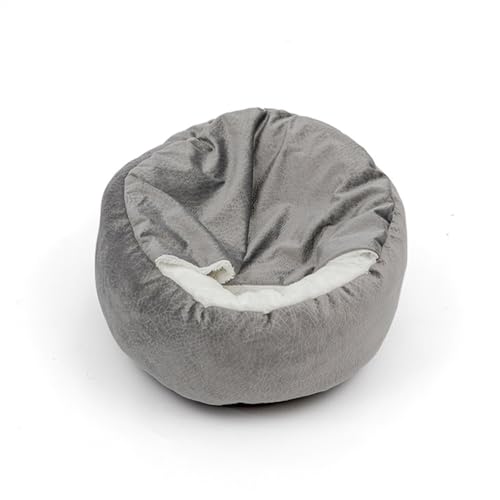 DGOINGPI Hundebett Hundebett mit Kapuzendecke, Winter, warm, wasserdicht, schmutzabweisend, für Katzen, Welpen, Haus, Kuscheltier Katzenbett(Gray,L - Diameter 70cm) von DGOINGPI