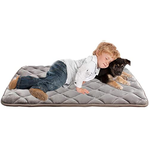 DGOINGPI Hundebett Hundebettmatte, weiche Kistenmatte, rutschfeste Haustiermatratze für Hunde, die für große Hunde und Katzen schlafen Katzenbett(Dog Bed-Grey,XL 121x76 cm) von DGOINGPI