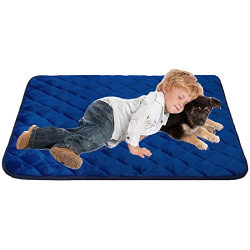 DGOINGPI Hundebett Hundebettmatte, weiche Kistenmatte, rutschfeste Haustiermatratze für Hunde, die für große Hunde und Katzen schlafen Katzenbett(Dog Bed-Navy,M 76x48 cm) von DGOINGPI