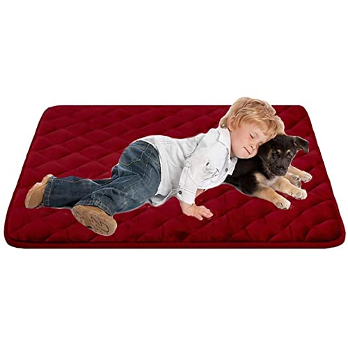 DGOINGPI Hundebett Hundebettmatte, weiche Kistenmatte, rutschfeste Haustiermatratze für Hunde, die für große Hunde und Katzen schlafen Katzenbett(Dog Bed-red,M 76x48 cm) von DGOINGPI