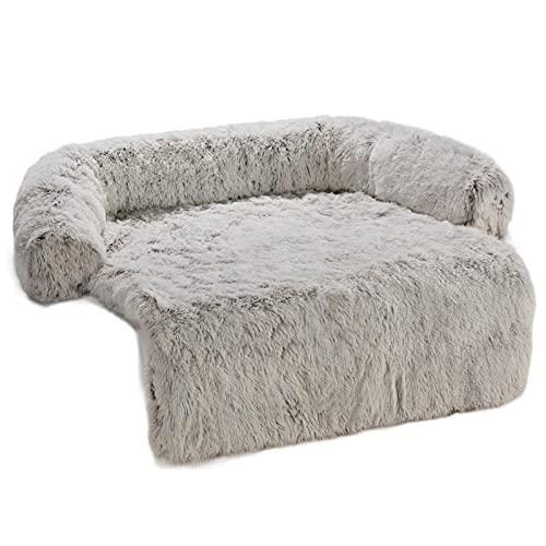 DGOINGPI Hundebett Hundebettmatte Abdeckung für Sofa, Flauschige Hundebetten, Kissen, Hundebett, Sitz, Auto, Haustierdecke Katzenbett(White Brown,M) von DGOINGPI