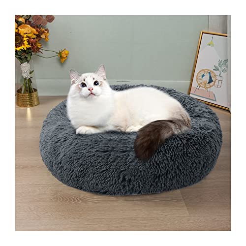 DGOINGPI Hundebett Hundekissenbett Haustiersofa für Katzenhundehausbett Runde Katze Winter warmes Bett Haustierbetten Katzenbett(Nest-Dark Grey,70cm) von DGOINGPI