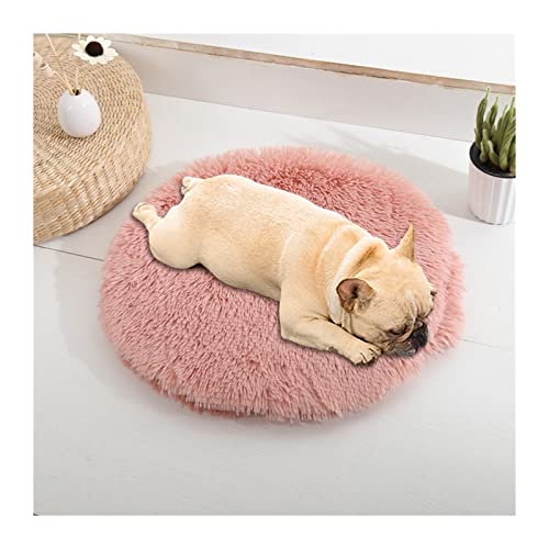 DGOINGPI Hundebett Hundekissenbett Haustiersofa für Katzenhundehausbett Runde Katze Winter warmes Bett Haustierbetten Katzenbett(Pad-pink,100cm) von DGOINGPI