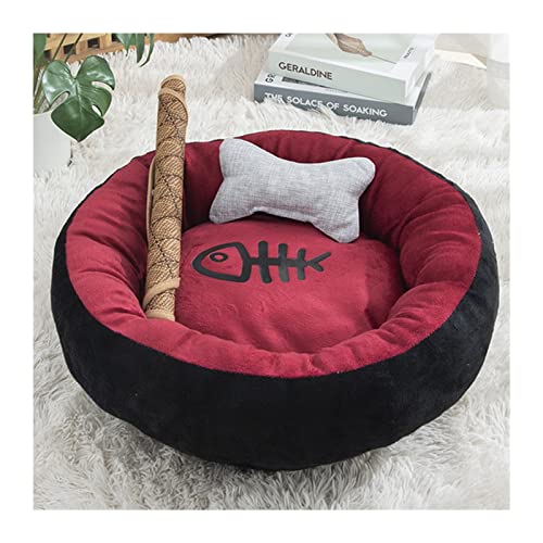 DGOINGPI Hundebett Katzenbett mit Fischgräten, rund, kurz, Plüsch, kleine Haustierhausmatte, Chihuahua-Zwinger für Heimtierbedarf Katzenbett(03,Inner 20cm 0-1kg) von DGOINGPI