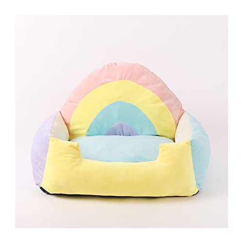 DGOINGPI Hundebett Katzenhausbett, süßes Katzenbett, Regenbogenzelt, Haustier, Hund, Isomatte, Winter, warmes Katzennest Katzenbett(Rainbow Sofa) von DGOINGPI