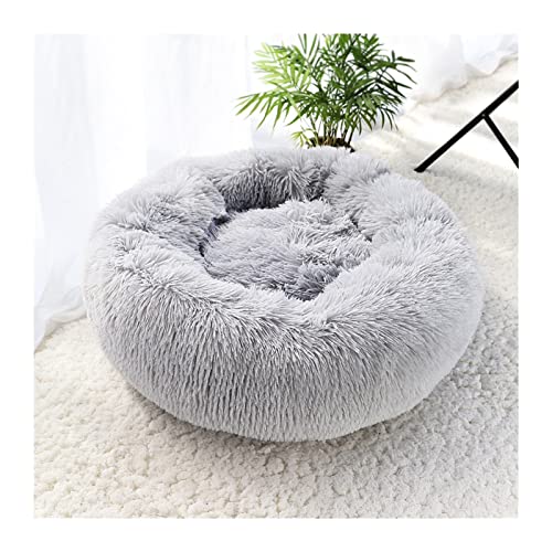 DGOINGPI Hundebett Langes Plüsch-Katzenhaus, Höhle, Haustier, Kätzchen, Kissen, Korb, Schlafmatte für Katzen, kleine Hunde Katzenbett(Light Grey,40cm) von DGOINGPI