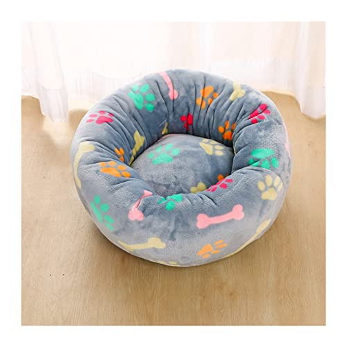 DGOINGPI Hundebett Langes Plüsch-superweiches Schlafsofa, waschbares, buntes, rundes Bett, Winter, warme Hunde- und Katzenschlafmatte Katzenbett(Muliticolor Bone,70CM) von DGOINGPI