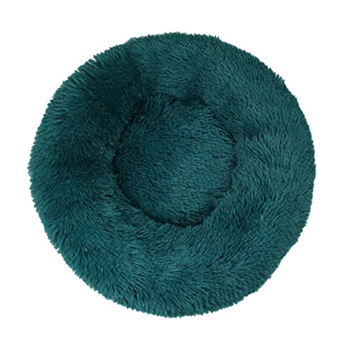 DGOINGPI Hundebett Langes Plüsch-superweiches Schlafsofa, waschbares, buntes, rundes Bett, Winter, warme Hunde- und Katzenschlafmatte Katzenbett(Peacock Blue,70CM) von DGOINGPI