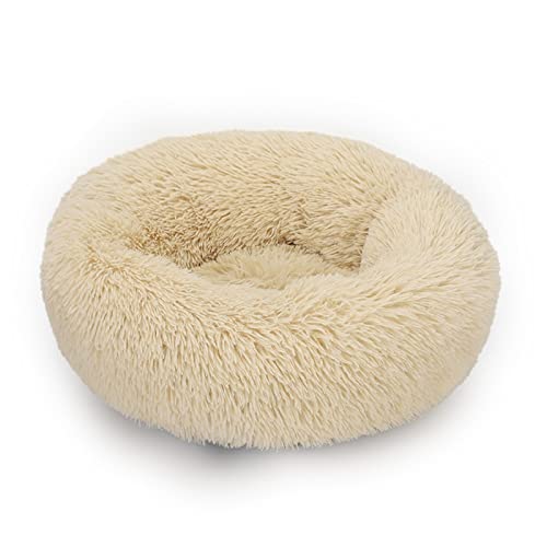 DGOINGPI Hundebett Luxuriöses weiches Plüsch-Hundebett, runde Form, Schlafsack, Zwinger, Katze, Welpe, Schlafsofa, Haustierhaus Katzenbett(Apricot,XXL Diameter 100cm) von DGOINGPI