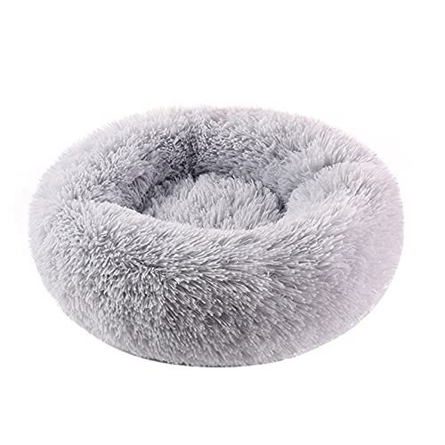 DGOINGPI Hundebett Luxuriöses weiches Plüsch-Hundebett, runde Form, Schlafsack, Zwinger, Katze, Welpe, Schlafsofa, Haustierhaus Katzenbett(Light Gray,XXL Diameter 100cm) von DGOINGPI