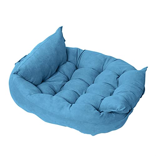 DGOINGPI Hundebett Mehrzweck-Hundehüttenmatte aus Baumwolle mit Knöpfen, waschbares Kissen für kleine, mittelgroße und große Hunde Katzenbett(Lake Blue,XL) von DGOINGPI