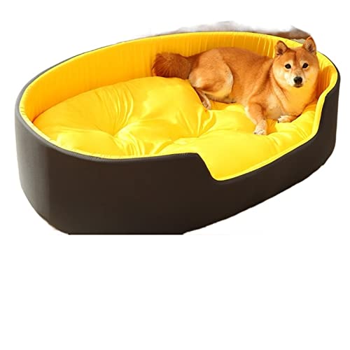 DGOINGPI Hundebett Pet Bed House Schlafbetten für große, mittelgroße und kleine Hunde, weiche, waschbare Hundehüttenmatte Katzenbett(Yellow,XL-L75xW50cm) von DGOINGPI