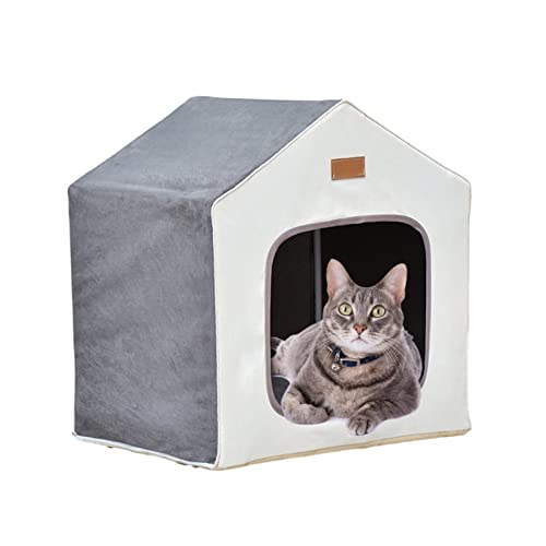 DGOINGPI Hundebett Pet House Tent Weicher, bequemer Hundezwinger für den Innen- und Außenbereich, abnehmbare, halbgeschlossene Katzenzucht Katzenbett(Gray) von DGOINGPI