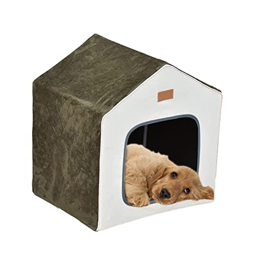 DGOINGPI Hundebett Pet House Tent Weicher, bequemer Hundezwinger für den Innen- und Außenbereich, abnehmbare, halbgeschlossene Katzenzucht Katzenbett(Green) von DGOINGPI