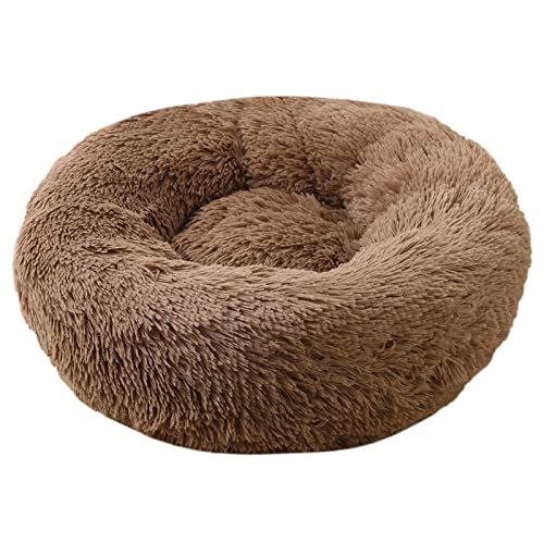 DGOINGPI Hundebett Rundes Katzenbett, Langer Plüschbettkorb, weich, flauschig, warm, schlafendes Katzenhaus, Haustierkissen Katzenbett(06,40cm) von DGOINGPI